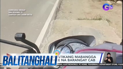 Motorsiklo, muntikang mabangga ng nag-overtake na barangay cab | Balitanghali