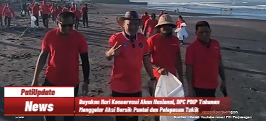 Rayakan Hari Konservasi Alam Nasional, DPC PDIP Tabanan Menggelar Aksi Bersih Pantai dan Pelepasan Tukik