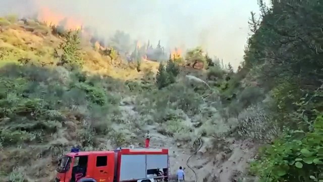 رجال الإطفاء يكافحون حرائق الغابات في ألبانيا