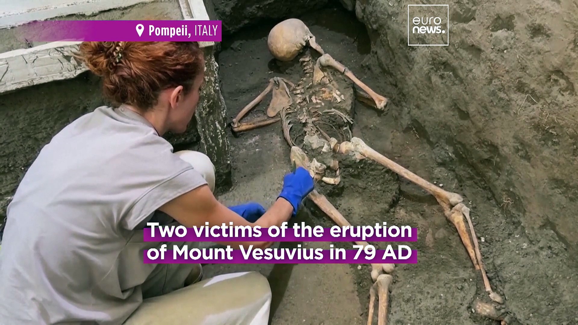 ⁣Pompeii archaeologists uncover tragic final moments of two victims of Mount Vesuvius eruption