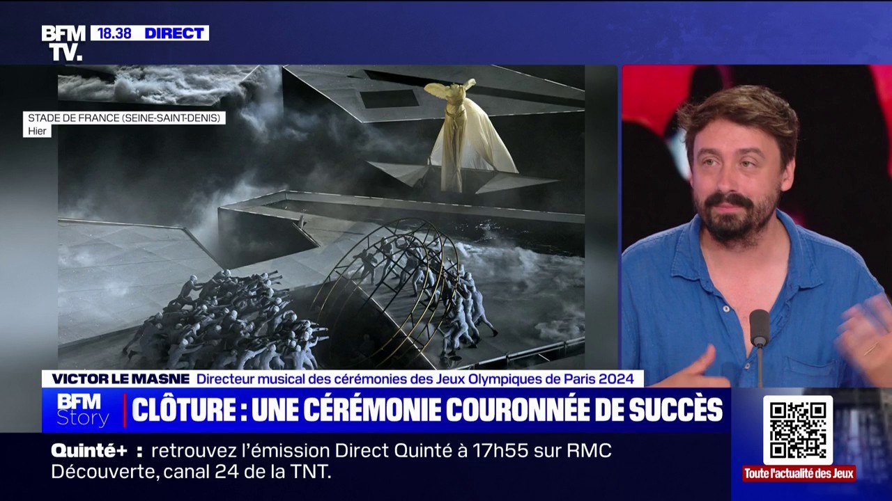 Cérémonie de clôture des JO: "On a vu un savoir-faire américain, j'ai très hâte", confie Victor Le Masne (directeur musical des cérémonies des JO de Paris 2024)