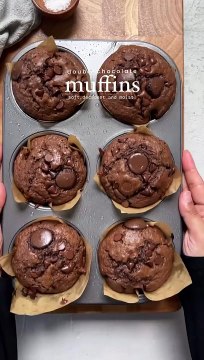 Double Chocolate Muffins Recipe Ingredients-_•_Wet-_•_1-2 cup melted unsalted butter_•_1 cup sug...•_1 cup buttermilk, room temp_•_1-4 cup Greek yogurt_•_2 tbsp neutral oil_•_2 tbsp maple syrup_•_1 tsp vanilla ext