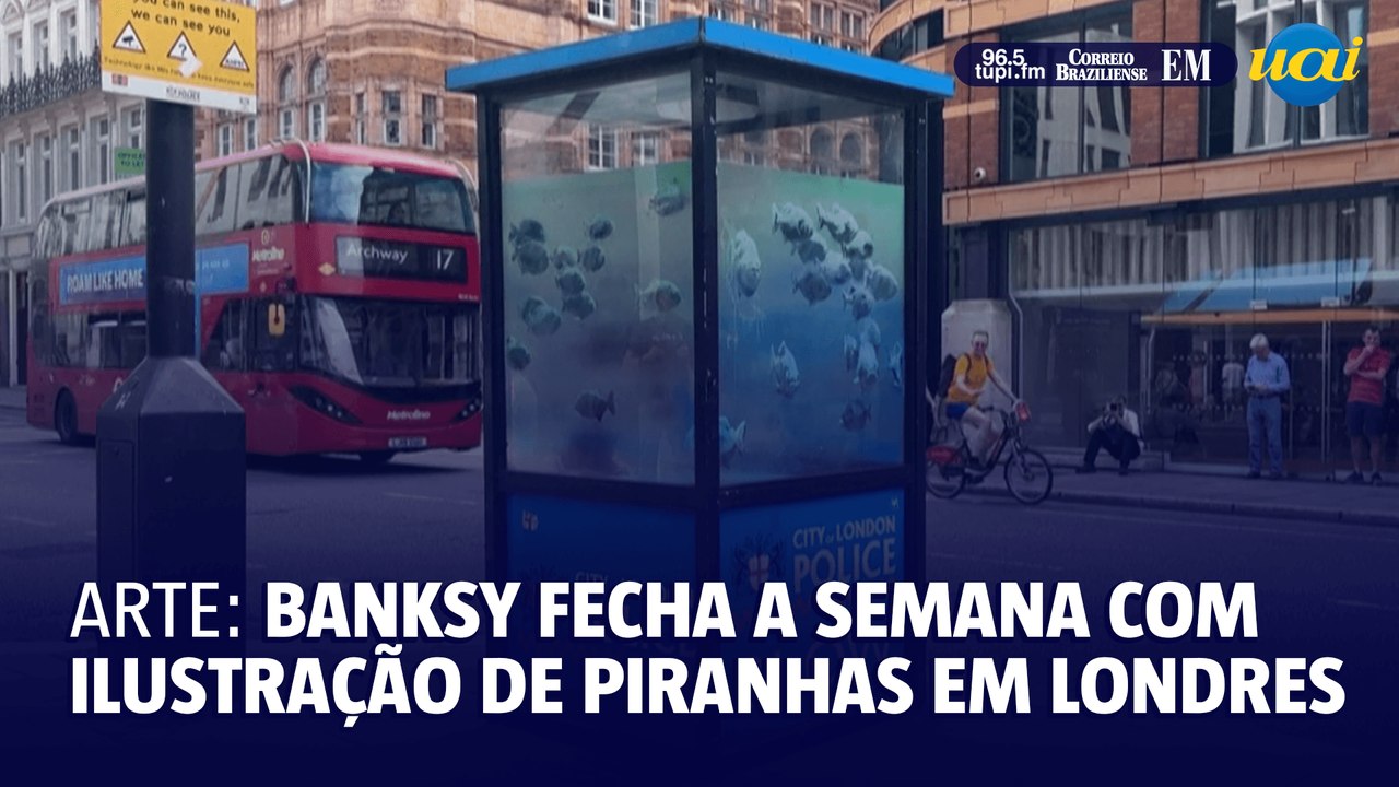Arte: Banksy fecha a semana com ilustração de piranhas em Londres