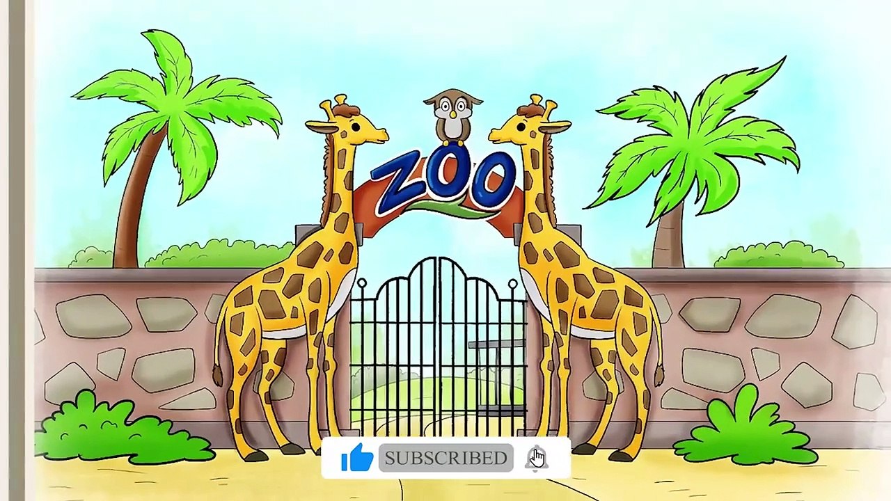 Learning Wild Zoo Animals. Funny Educational Cartoon for Kids. English Nursery Rhymes and Songs