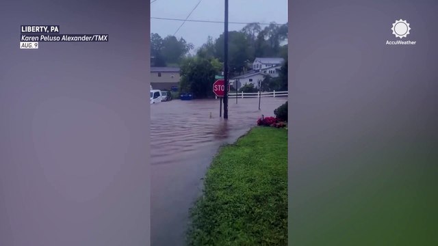 Streets become fast-moving flooded rivers in Pennsylvania town