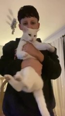 Cat Scratches Owner's Face as They Lift Her up While Singing