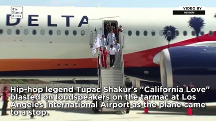 Olympic flag arrives in Los Angeles, home of the 2028 Games
