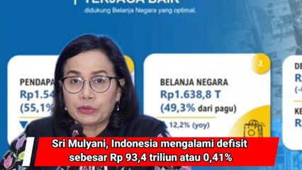 Sri Mulyani, Indonesia mengalami defisit sebesar Rp 93,4 triliun atau 0,41%