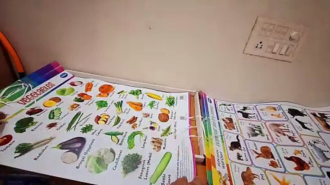 Unboxing and Review of Navneet Big Wall Charts - Animals, tables, alphabets, shapes and colors
