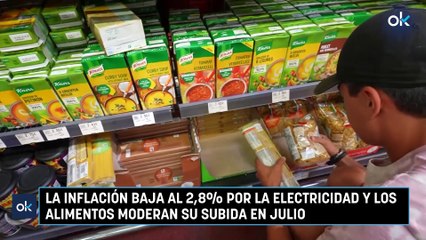 La inflación baja al 2,8% por la electricidad y los alimentos moderan su subida en julio