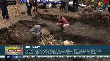 El equipo antropólogo forense uruguayo encontró restos enterrados en un predio militar