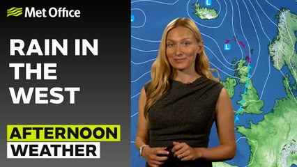 Met Office Afternoon Weather Forecast 13/08/24 - Cooler east, wetter west