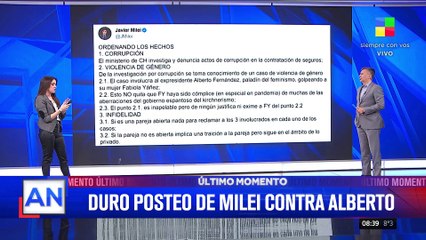  El posteo de Javier Milei contra Alberto Fernández