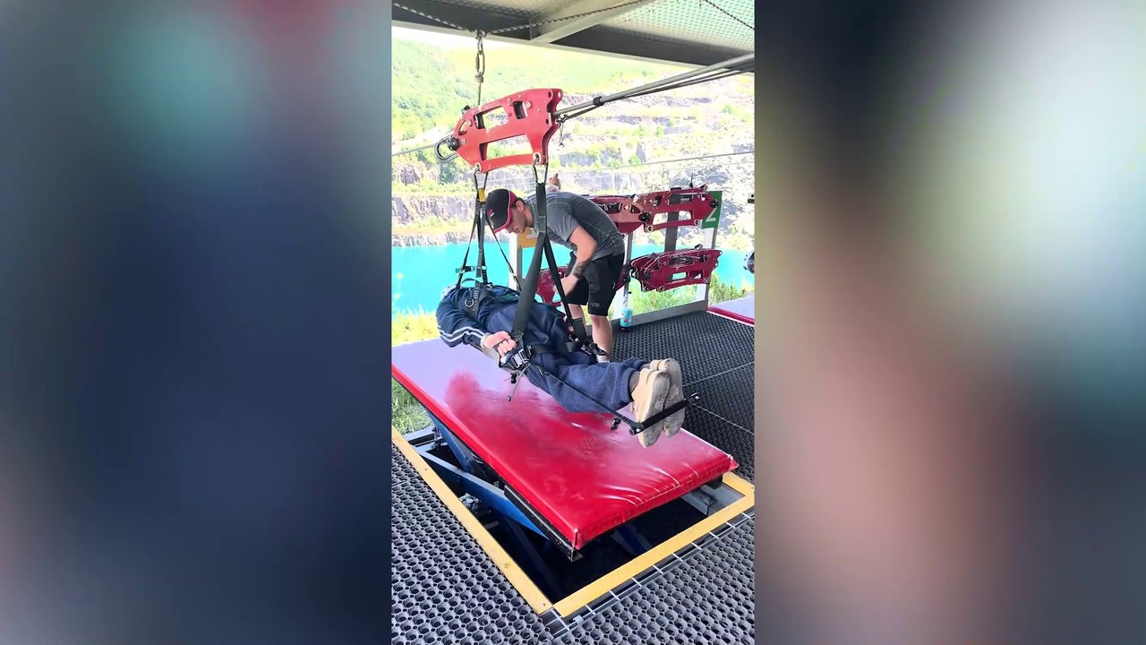 Great-grandad, 94, takes on world's fastest zip line