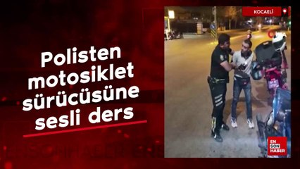Kocaeli'de polisten motosiklet sürücüsüne sesli ders