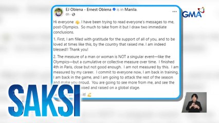 Olympic pole vaulter EJ Obiena, nangakong babalik sa training at iwawagayway ulit ang watawat ng Pilipinas sa global stage | Saksi