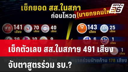 เช็กตัวเลข สส.ในสภาฯ 491 เสียง จับตาสูตรร่วม รบ.? | เที่ยงทันข่าว | 15 ส.ค. 67