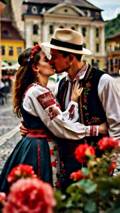 Romania Husband and Wife kissing and hugging Style