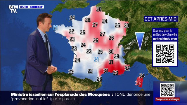 Des orages dans le sud et le nord-est de la France mais du soleil sur le reste de l'Hexagone, avec des températures comprises entre 21°C et 36°C... La météo de ce mercredi 14 août