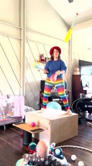 Circus Artist Does Multiple Tricks to Entertain Her Baby Daughter