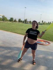 Pregnant Circus Artist Performs Bowling Pin Juggling Tricks
