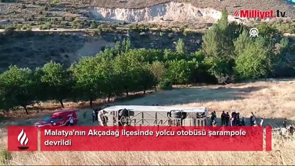 Malatya'da yolcu otobüsünün devrilmesi sonucu 11 kişi yaralandı