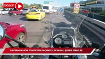 Bayrampaşa'da trafikten kaçmak için kapalı şeride girdiler