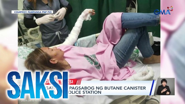 7 sugatan sa pagsabog ng butane canister sa loob ng police station | Saksi