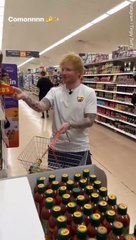 Ed Sheeran serves pizzas at Sainsbury's with Tingly Ted's sauce