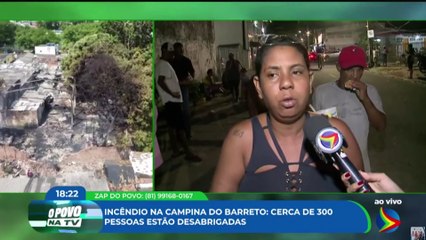 Incêndio na Campina do Barreto, no Recife, deixa cerca de 300 pessoas desabrigadas