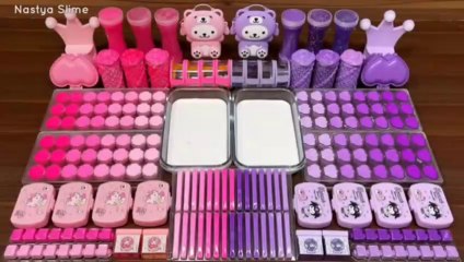 Pink and purple slime collection  satisfying mixing of slime