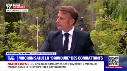 80 ans du débarquement en Provence: "La part d'Afrique en France est aussi ce legs qui nous oblige", assure Emmanuel Macron