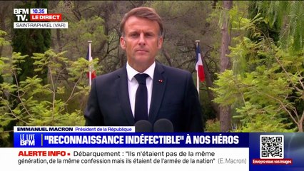 "Nous n'oublions rien": Emmanuel Macron rend hommage aux combattants venus d'Afrique lors du 80e anniversaire du débarquement en Provence
