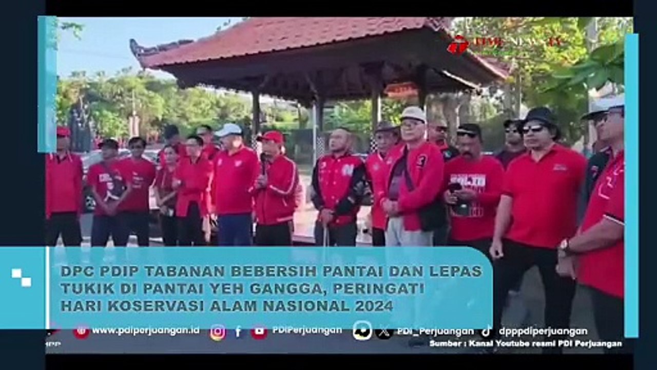 PERINGATI HARI KONSERVASI ALAM NASIONAL 2024, DPC PDIP TABANAN BERSIH-BERSIH PANTAI DAN LEPAS TUKIK DI PANTAI YEH GANGGA