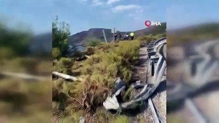 Kontrolden çıkan yolcu otobüsü uçuruma yuvarlandı: 3 yaralı