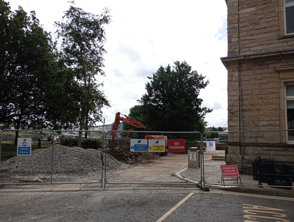 Groundworks under way for installation of Derry's Factory Girls sculpture.