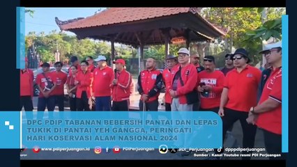 DPC PDIP Tabanan Gelar Aksi Bersih Pantai dan Lepas Tukik di Yeh Gangga untuk Peringati Hari Konservasi Alam Nasional 2024