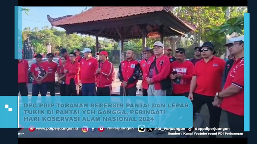 DPC PDIP TABANAN BEBERSIH PANTAI DAN LEPAS TUKIK DI PANTAI YEH GANGGA, PERINGATI HARI KONSERVASI ALAM NASIONAL 2024