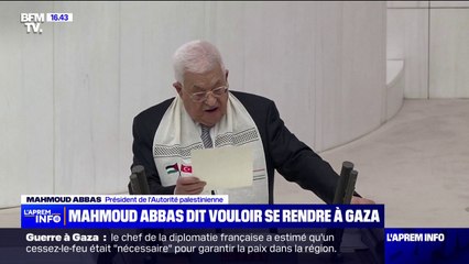 Le président de l'Autorité palestinienne Mahmoud Abbas indique vouloir "aller dans la bande de Gaza"
