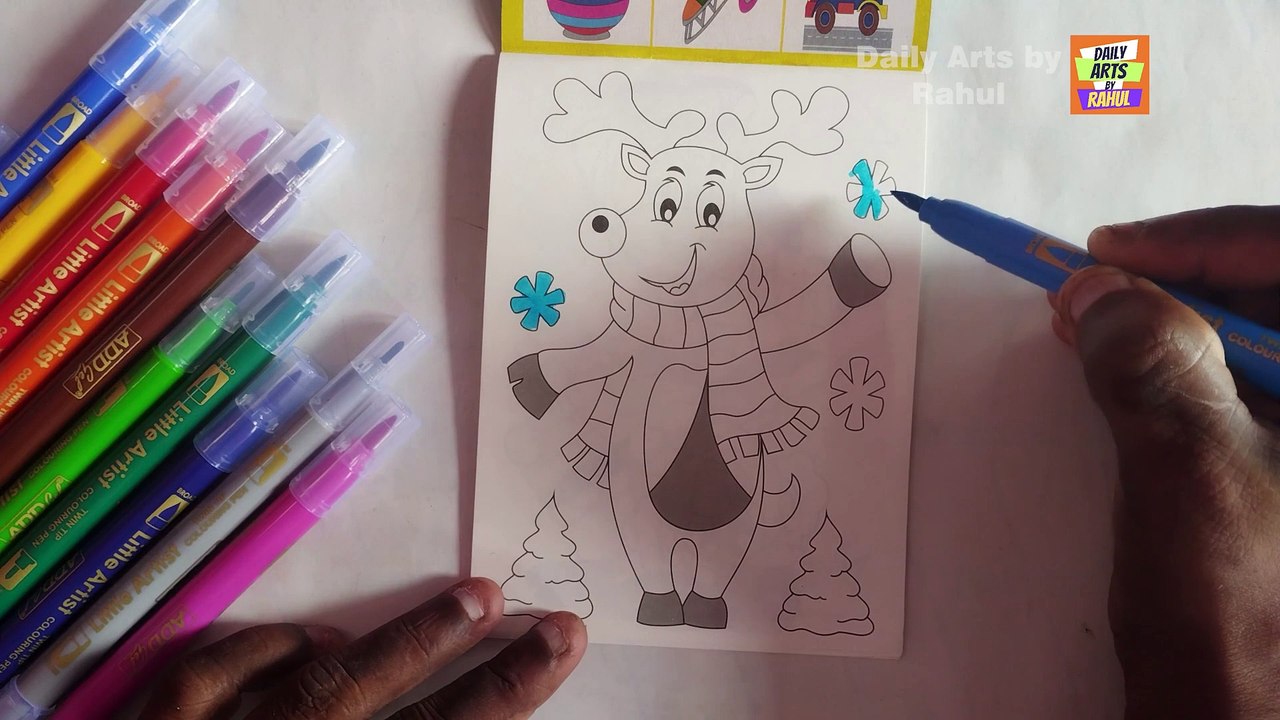 How to draw  Funny Deer | Drawing, Painting for Kids and Toddlers | Coloring page
