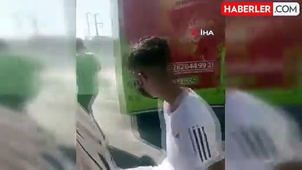 Halk otobüsünde çıkan yangın korkuttu