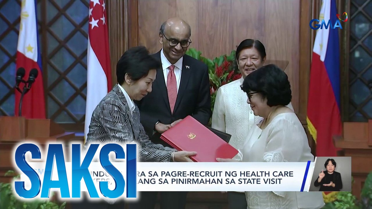 Kasunduan para sa pagre-recruit ng health care workers, kabilang sa pinirmahan sa state visit ng Singaporean president | Saksi