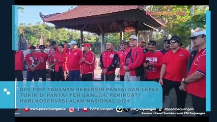 DPC PDIP Tabanan Bebersih Partai dan Lepas Tukik di Pantai Yeh Gangga