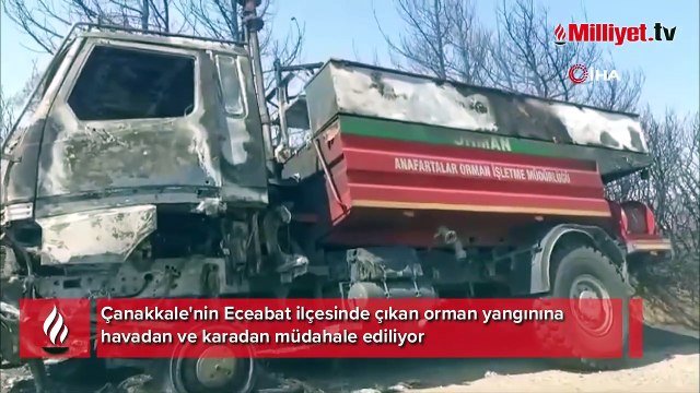 Çanakkale Eceabat'ta orman yangını devam ediyor