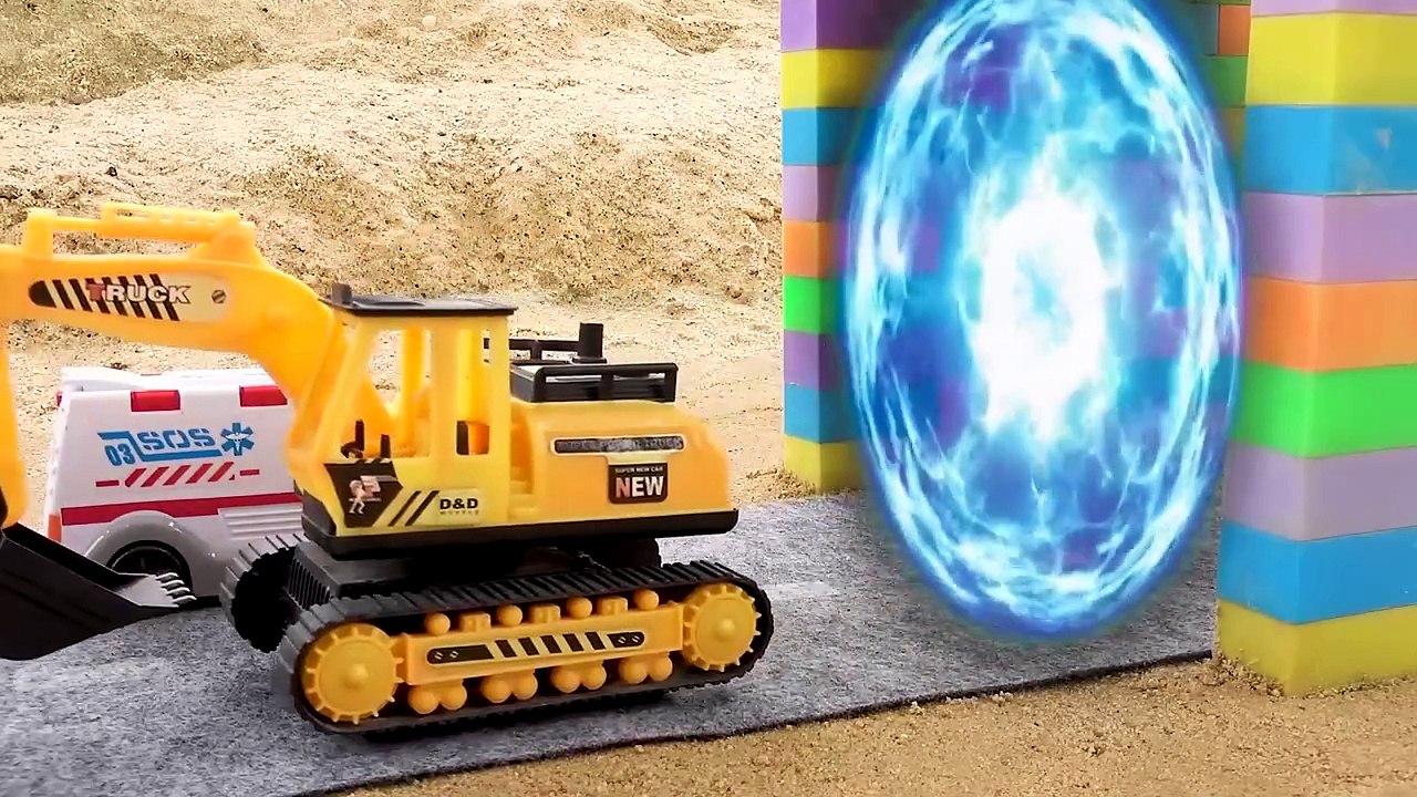 Rescue and play with crane truck construction vehicles - Toy car story