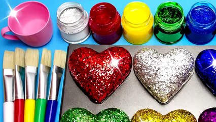 How To Make Frozen Paint with Glitter Rainbow Play Doh Hearts_2