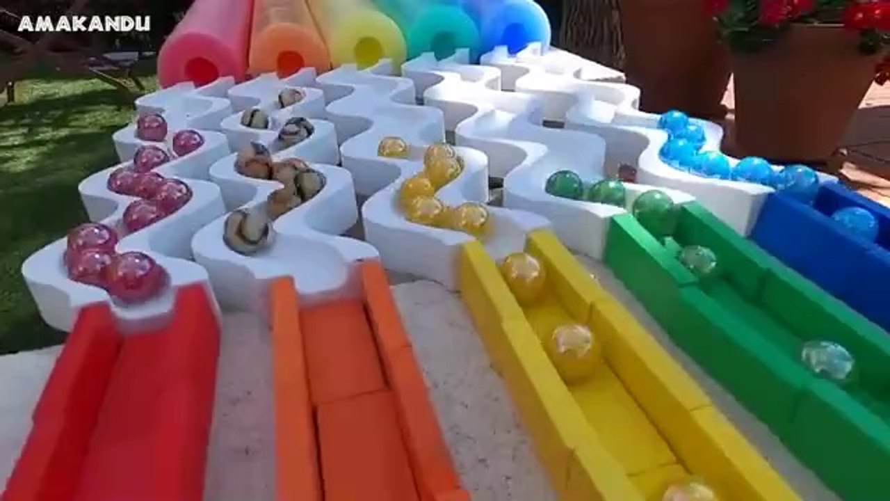 Marble Run Race ASMR Colorful Pop Tubes