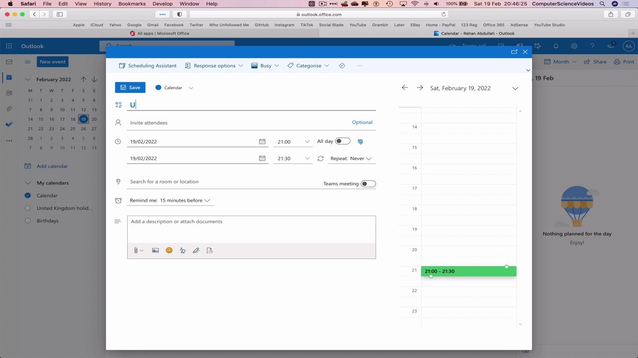 How to BOOK & SCHEDULE an Event on Microsoft Office 365 Calendar On a Mac - Basic Tutorial | New