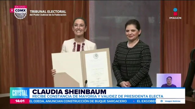 Claudia Sheinbaum recibe la constancia de mayoría y validez como presidenta electa