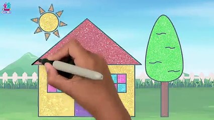 How to Draw A House From Shapes _ Drawing, Coloring and Painting for Kids
